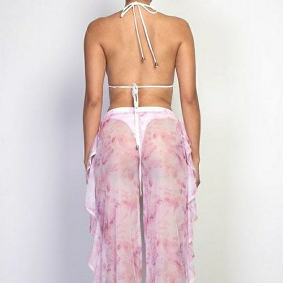 Three Piece Tie Dye Ruffled Pants & Bikini Set - Picture 3 of 7